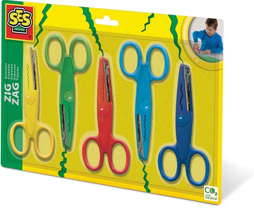 Ses Zickzack Scheren - Bastelscheren Set für Kinder 5 Stück kreativ