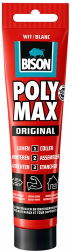 Bison colle de montage Poly Max Original blanc 165g - colle universelle puissante