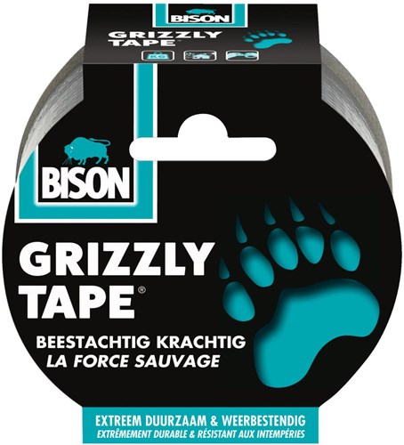 Bison Grizzly tape zilver rol 25mx5cm