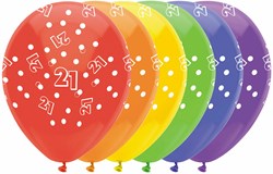 Ballons Zahlen Geburtstag 21 Jahre - 6 Stück bunte Latex Partydeko
