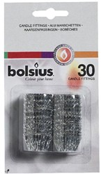 Bolsius adaptateurs pour bougies argent - lot de 30 bagues en aluminium