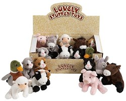 Harlekijn peluches animaux de la ferme - set jouet 9 modèles - 12 cm - multicolore