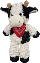 Knuffelkoe met sjaaltje. 27 cm.