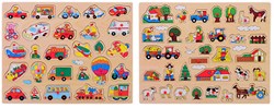 Johntoy puzzle à boutons en bois ferme jouet éducatif 45x35cm