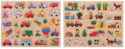 Johntoy puzzle à boutons en bois ferme jouet éducatif 45x35cm