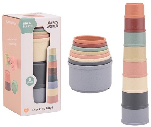 Un monde heureux, gobelets empilables en bioplastique 22281-2