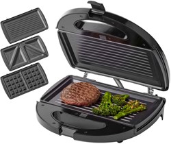 Tomado multigrill noir 3-en-1 grill croque-gaufrier 750W appareil cuisine