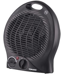 Tomado Ventilator Heizlüfter 2 Stufen - kompakte elektrische Heizung schwarz