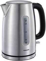 Bouilloire Tomado inox 1,7L 2200W avec filtre anticalcaire et indicateur