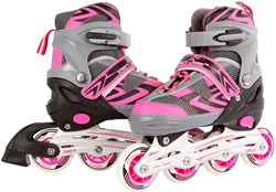 Inline Skates rosa/grau verstellbar Aluminiumrahmen Größe 29-32 Kinderskates