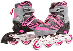 Inline Skates rosa/grau verstellbar Aluminiumrahmen Größe 39-42 Kinderskates