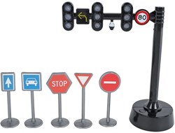 Kids Globe Verkehrssignal Spielzeug mit 3 Lichtern und 5 Verkehrsschildern