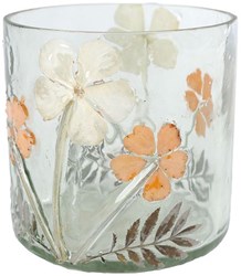 Theelichth Ines L gemixte kleuren glas 11x11x13cm