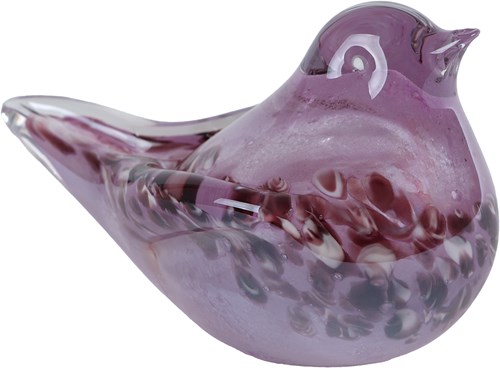 Sculptuur Bird paars glas 13x7,5x8cm