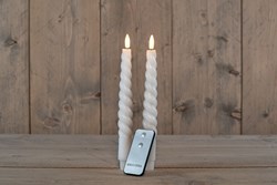 LED Kaars Swirl diner incl. afstandsbedieing - 23cm - Wit