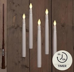 LED Kaarsen Zwevend Wit met Toverstok, Draad en Haken 29cm 5