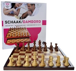 Set complet echecs et dames 42 cm en bois