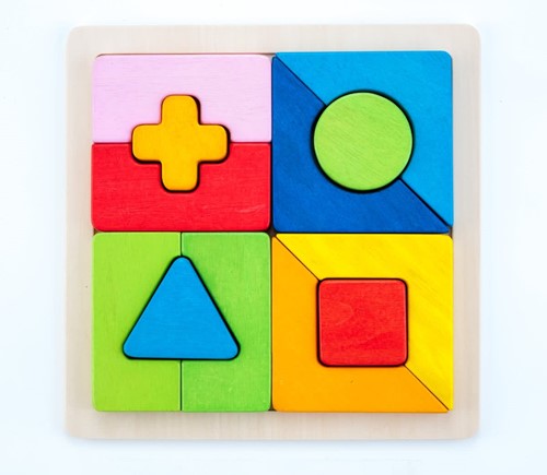 Engelhart - Lernspiel-Puzzle geometrische Formen aus Holz - 610029