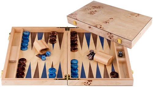 Engelhart Games Backgammon Luxus Holzspiel 15 Zoll Blau Braun