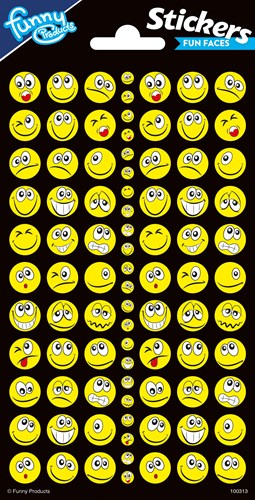 Totum autocollants paillettes jaune Crazy Yellow Faces décoration