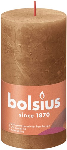Bolsius bougie pilier rustique marron 13 cm - bougie longue durée