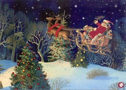 Belle Lurette Weihnachtskarte Spielzeug - Postkarte Christmas sleigh 6 Stück