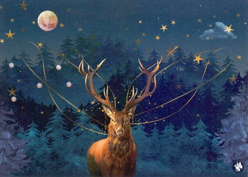 Belle Lurette Weihnachtskarten Set - Postkarte Christmas deer 6 Stück