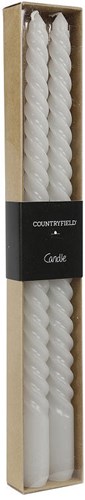 Countryfield bougie de table Twirly 30cm blanc - lot de 2 bougies déco