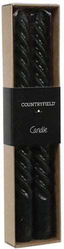 Countryfield bougies de dîner set Twirly 20cm vert - décoration de bougies élégante