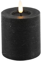 Countryfield bougie LED pilier noire rustique 7,5x7,5x8cm avec minuterie