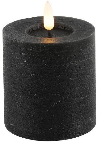 Countryfield bougie LED pilier noire rustique 7,5x7,5x8cm avec minuterie