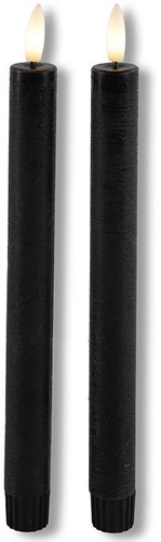 Countryfield bougies LED de table rustiques noires 24cm lot de 2 avec télécommande