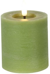 Countryfield bougie LED pilier rustique vert 8 cm - ambiance chaleureuse