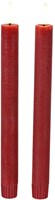 Countryfield bougies LED de table rustiques rouges 24cm lot de 2 - lumière chaude