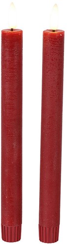 Countryfield bougies LED de table rustiques rouges 24cm lot de 2 - lumière chaude