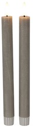 Countryfield bougies LED de table rustiques grises 24cm lot de 2 - éclairage d'ambiance