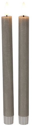 Countryfield bougies LED de table rustiques grises 24cm lot de 2 - éclairage d'ambiance