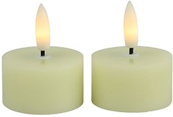 Countryfield bougie chauffe-plat LED rustique 4cm 2 pièces - crème - lumière blanc chaud