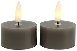 Countryfield bougie chauffe-plat LED rustique gris 4cm 2 pièces - éclairage d'ambiance