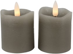 Countryfield bougie LED pilier gris 5x7cm 2 pièces - éclairage d'ambiance