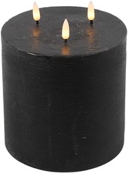 Countryfield bougie LED pilier noire - bougie LED décorative 15x15x17,5cm