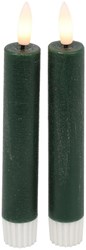 Countryfield bougies LED de table rustiques lot de 2 vert foncé 15cm décoration