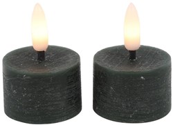 Countryfield bougie chauffe-plat LED rustique vert 4cm lot de 2 décoratif