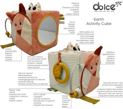 Dolce Toys Spielzeug Erde Aktivität Würfel - Fiona Fox Oliver Owl-2