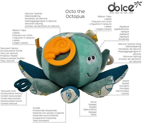 Dolce Toys Spielzeug Ozean Aktivität Plüsch - Octopus Octo-2