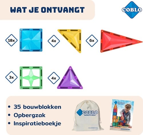 Coblo jouet tuiles magnétiques Classic 35 pièces-2