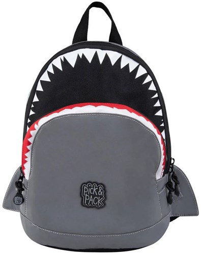 Pick & Pack Kinderrucksack Hai S reflektierend grau - Schulrucksack