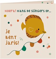 Bora Shop Geburtstagskarte Fisch mit Umschlag - fröhliche Girlanden