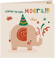 Bora Kaart met envelop  Hoera olifant