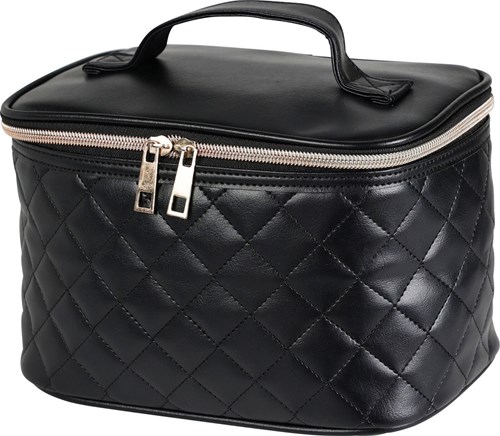 Beauty tas leder look ruit schwarz Spielzeug Make-up Tasche Karton